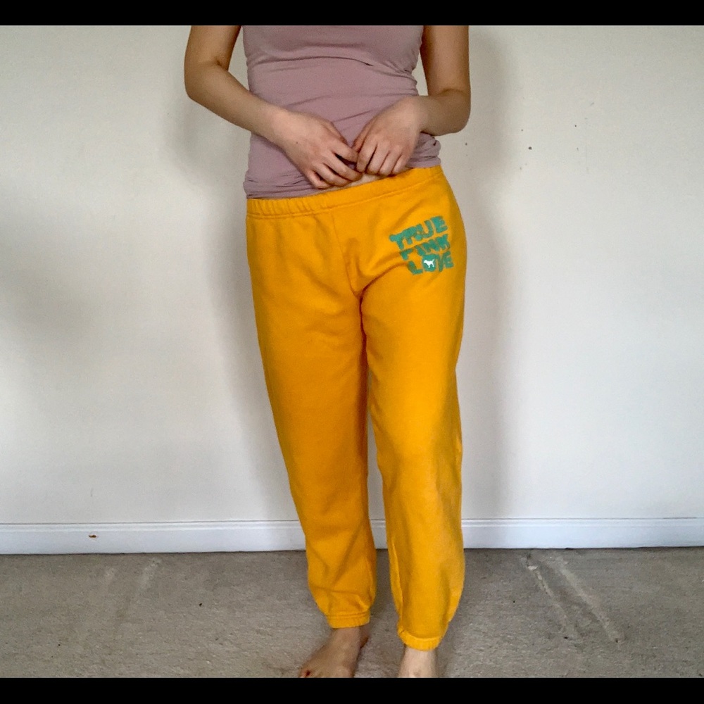 PINK Victoria’s Secret yellow sweatpants, size XS